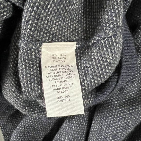 NWT NORDSTROM Navy Blue Wool Mix Crew Neck Sweater (XL) - Picture 7 of 8